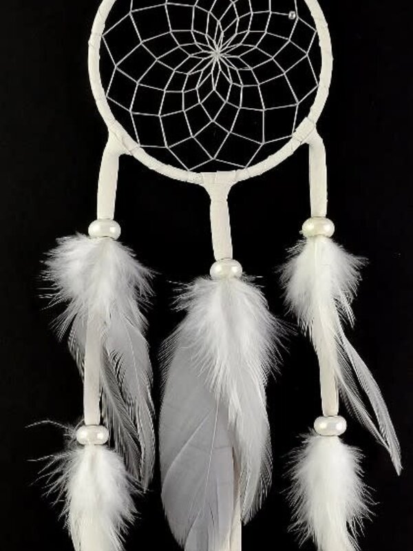 4" Beaded Pastel White Dream Catcher