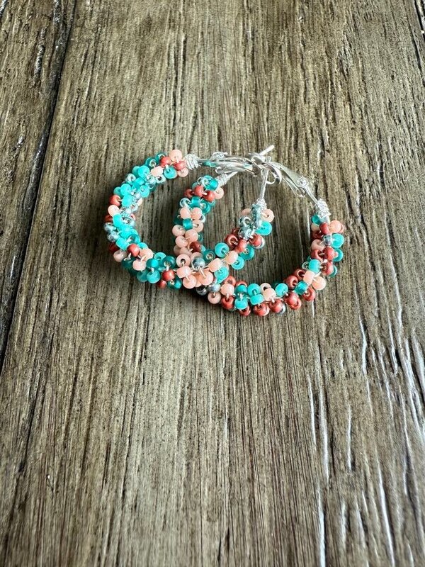 Large Beaded Hoop Earrings by Jenn Carman