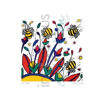 Art Cards 6" x 9"Four Bees by  Dawn Oman