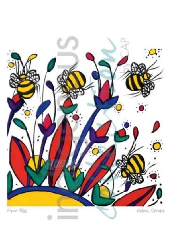 Art Cards 6" x 9"Four Bees by  Dawn Oman