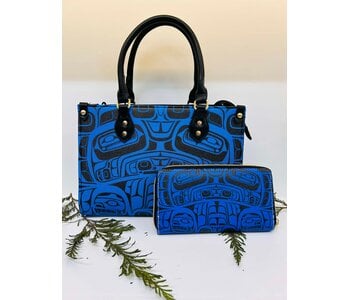 Purse & Wallet Set - Blue with Bentwood Box Design by Gordon White