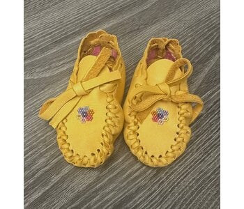 Hand Made New Baby Moccasin with flower beading by Dena Leon