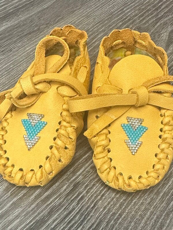 Hand Made New Baby Moccasin with Heart -beading by Dena Leon