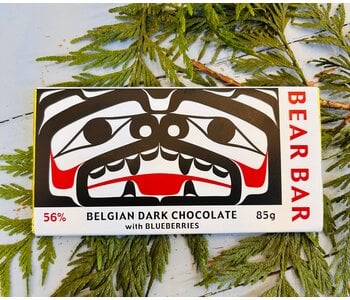 Bear Bar Belgian Dark Chocolate with Blueberries 85g by Salish Sea Chocolate Company