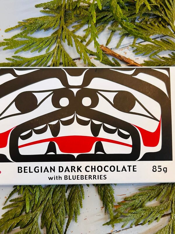 Bear Bar Belgian Dark Chocolate with Blueberries 85g by Salish Sea Chocolate Company