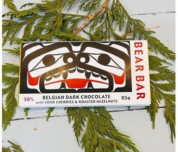 Bear Bar Belgian Dark Chocolate with Sour Cherry and Hazelnut 85g by Salish Sea Chocolate Company