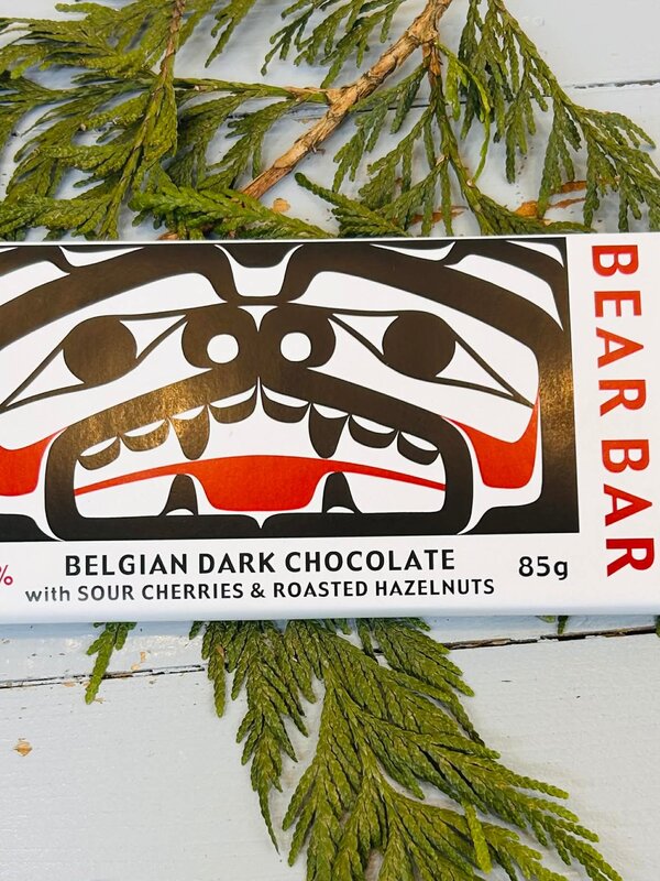 Bear Bar Belgian Dark Chocolate with Sour Cherry and Hazelnut 85g by Salish Sea Chocolate Company