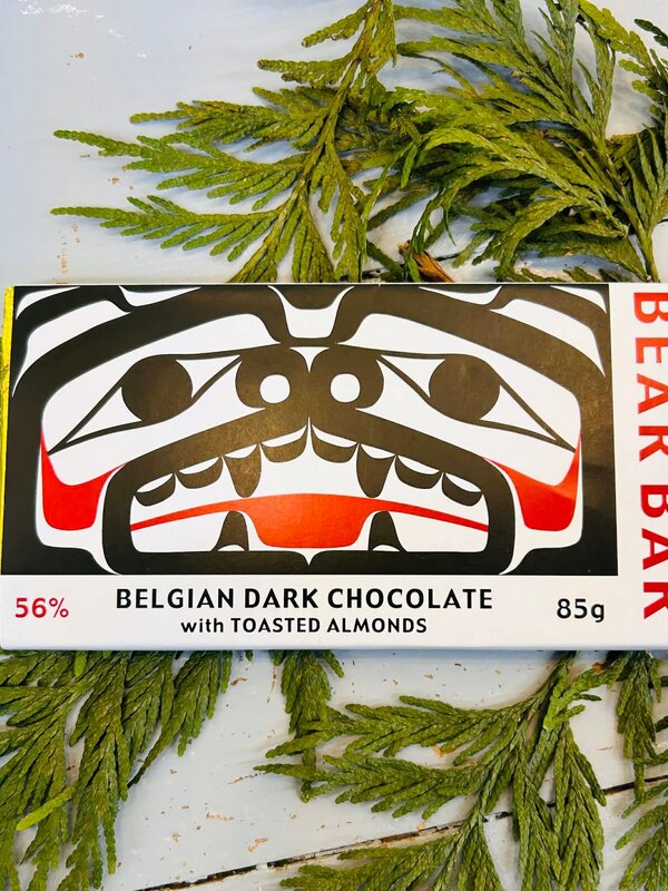 Bear Bar Belgian Dark Chocolate with Almonds 85g by Salish Sea Chocolate Company