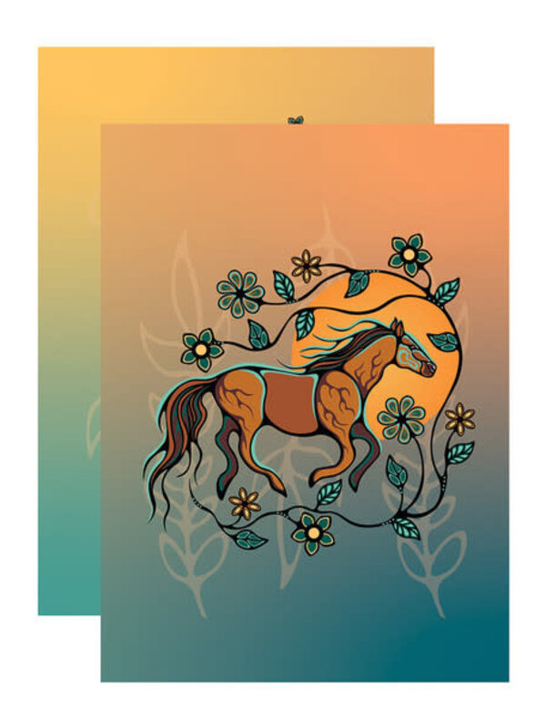 Notebook 4" x 5.75"  Horse (Bebezhigooganzhii) by Storm Angeconeb