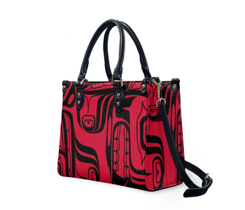 Purse & Wallet Set - Red & Black with Wolf Design by Josh Davidson