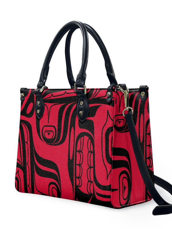 Purse & Wallet Set - Red & Black with Wolf Design by Josh Davidson