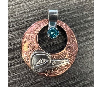 Copper with Silver Hummingbird Pendant w/chain by Richard Lang