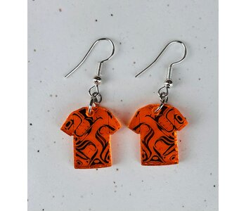 Mini Orange Shirt Earrings - design by Josh Davidson