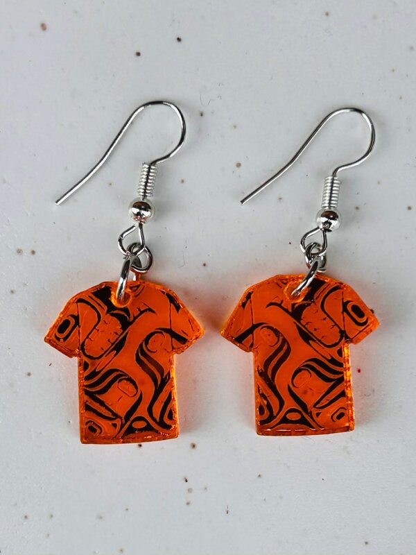 Mini Orange Shirt Earrings - design by Josh Davidson