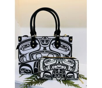 Purse & Wallet Set - Black & White with Bentwood Box Design by Gordon White