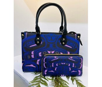 Purse & Wallet Set - Blue with Bentwood Box Design by Gordon White