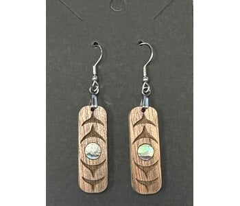 Wooden Trigone Rectangle Earrings by Raven Wolden