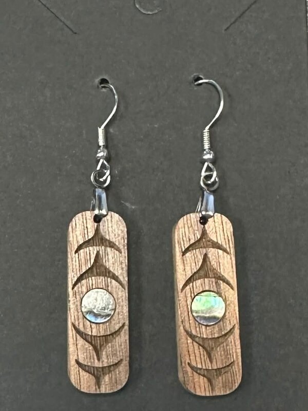 Wooden Trigone Rectangle Earrings by Raven Wolden