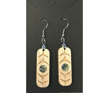 Wooden Trigone Rectangle Earrings by Raven Wolden