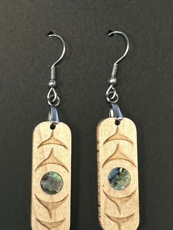 Wooden Trigone Rectangle Earrings by Raven Wolden