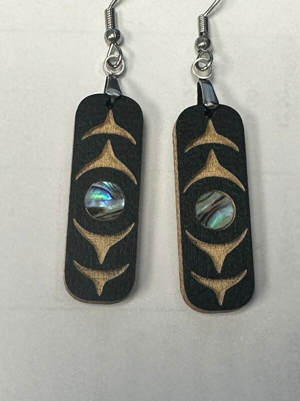 Wooden Trigone Rectangle Earrings by Raven Wolden