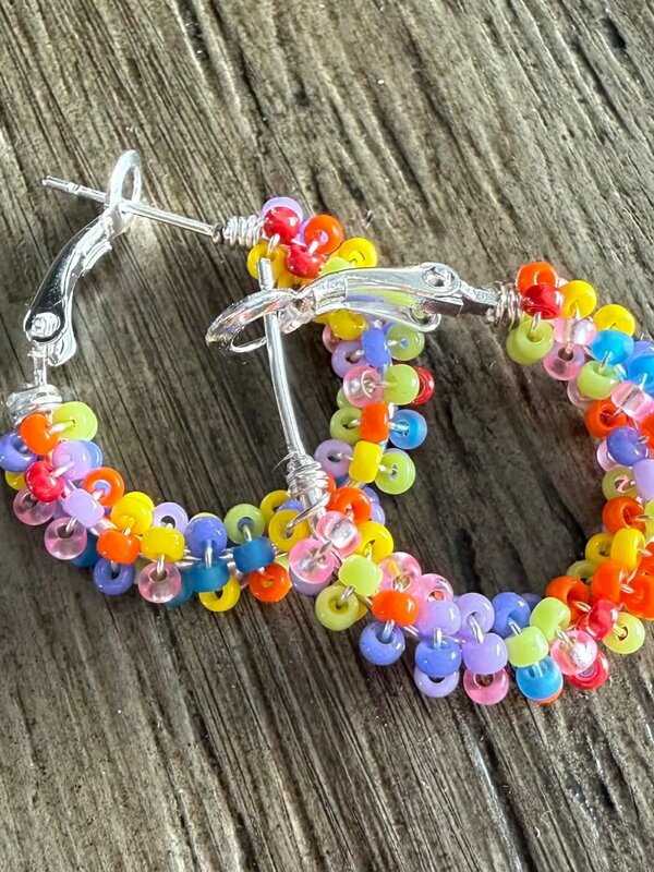 Small beaded Hoop Earrings by Jenn Carman