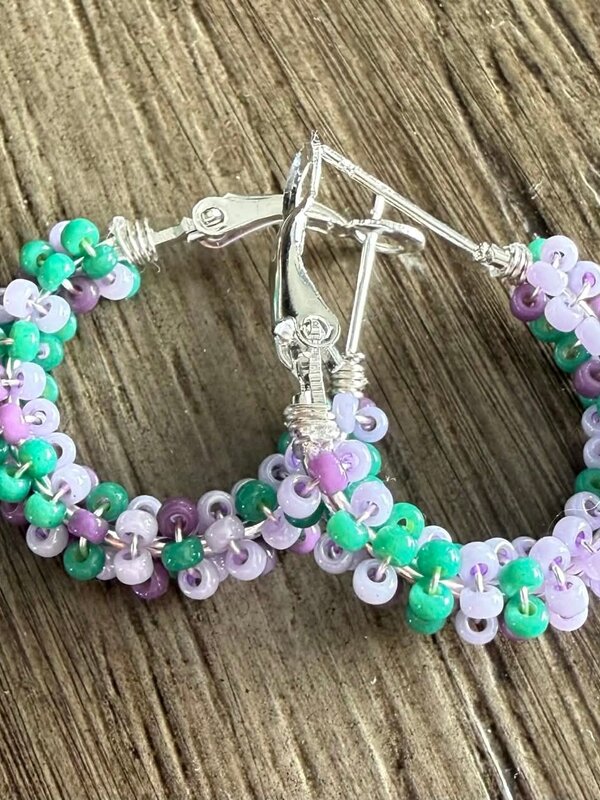 Small Beaded Hoop Earrings by Jenn Carman