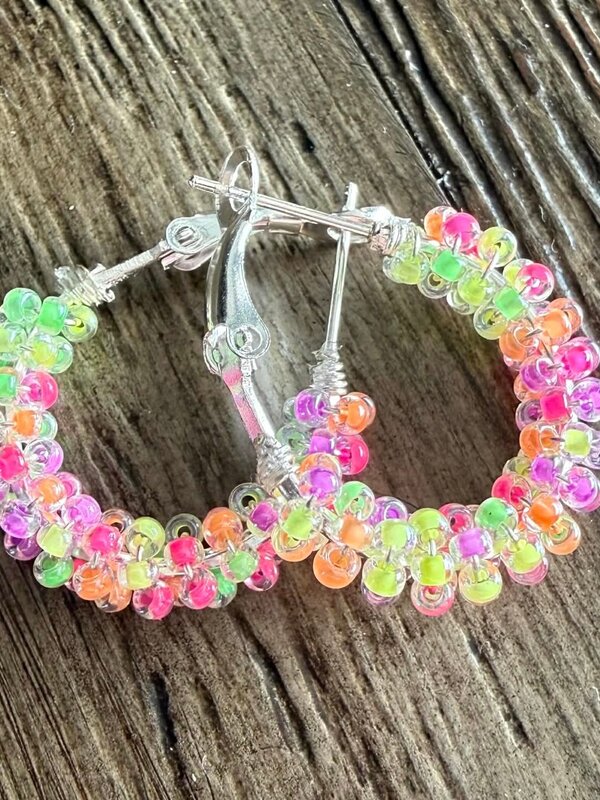 Small Beaded Hoop Earrings by Jenn Carman