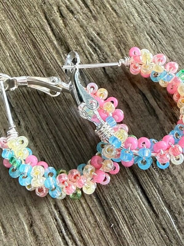 Small Beaded Hoop Earrings by Jenn Carman