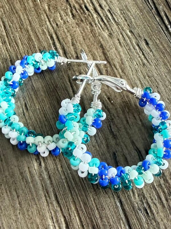 Medium Beaded Hoop Earrings by Jenn Carman