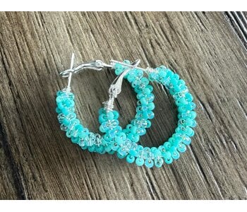 Medium Beaded Hoop Earrings by Jenn Carman