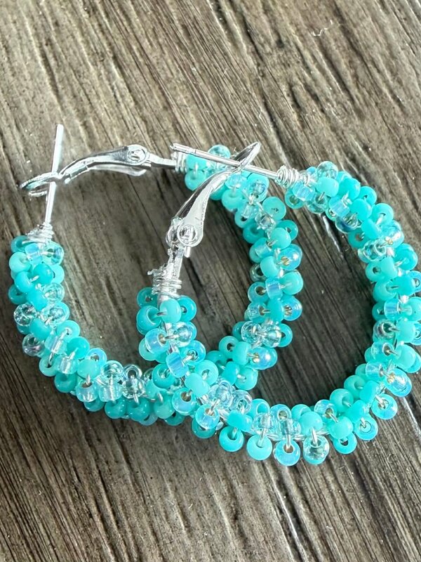 Medium Beaded Hoop Earrings by Jenn Carman