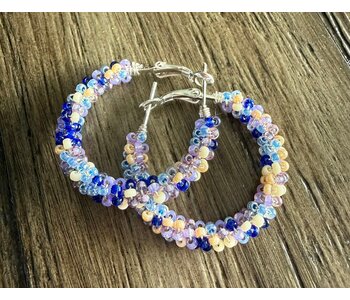 Large Beaded Hoop Earrings by Jenn Carman