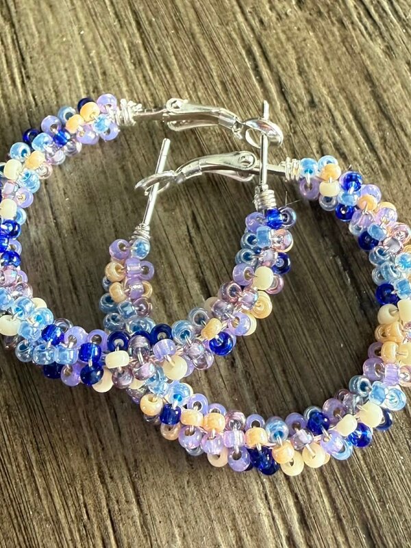 Large Beaded Hoop Earrings by Jenn Carman