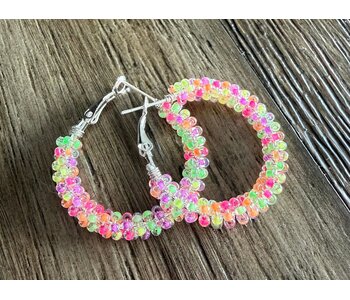 Large Beaded Hoop Earrings by Jenn Carman