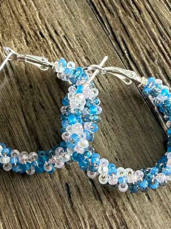 Large Beaded Hoop Earrings by Jenn Carman