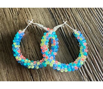 Large Beaded Hoop Earrings By Jenn Carman