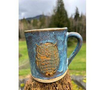 Pottery by Cynthia Robinson - 14 oz Mug with Owl stamp