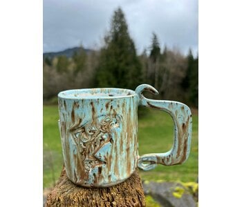 Pottery by Cynthia Robinson - 14 oz Mug with Salmon stamp