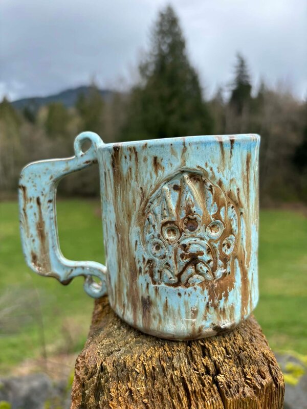 Pottery by Cynthia Robinson - 14 oz Mug with Bear Paw stamp