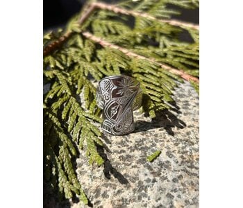 Hand Carved Silver Shield Ring Size 7 by Richard Lang