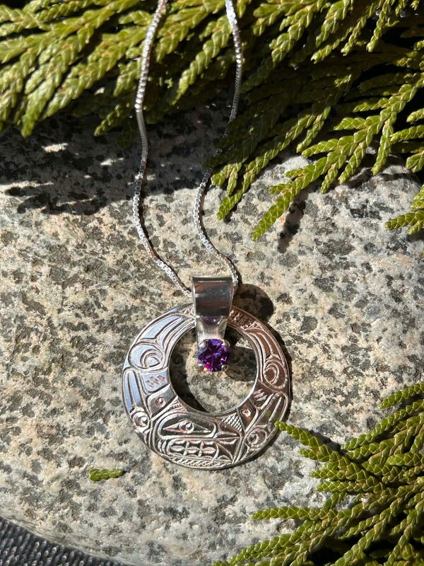 Eclipse Raven Pendant with 5mm Gem by Richard Lang
