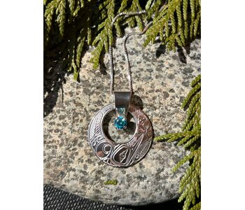 Eclipse Hummingbird Pendant with Aqua Gem by Richard Lang