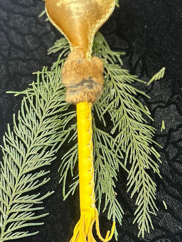 leather Wrapped Rattle with fur by Michael Rawcliffe ( Sabian)
