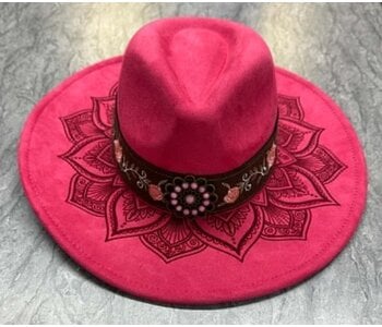 Felt Hat with design burn by Stacey Smith - Horse in purple