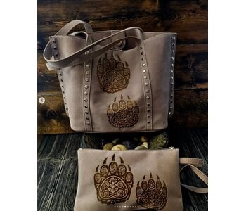 Studded Bear Paw  bag with Makeup bag by Stacey's Creation