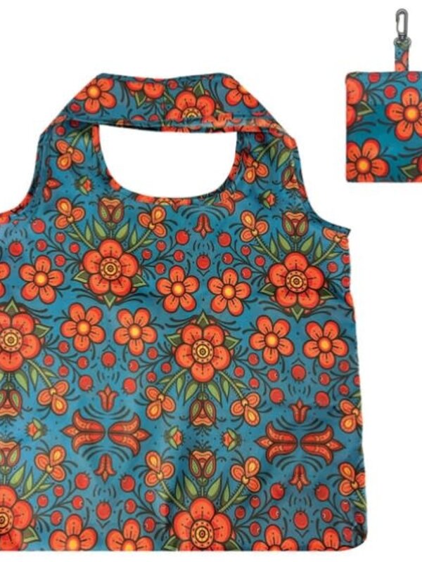 Foldable Shopping Bag - Prairie Beadwork by Justine Proulx