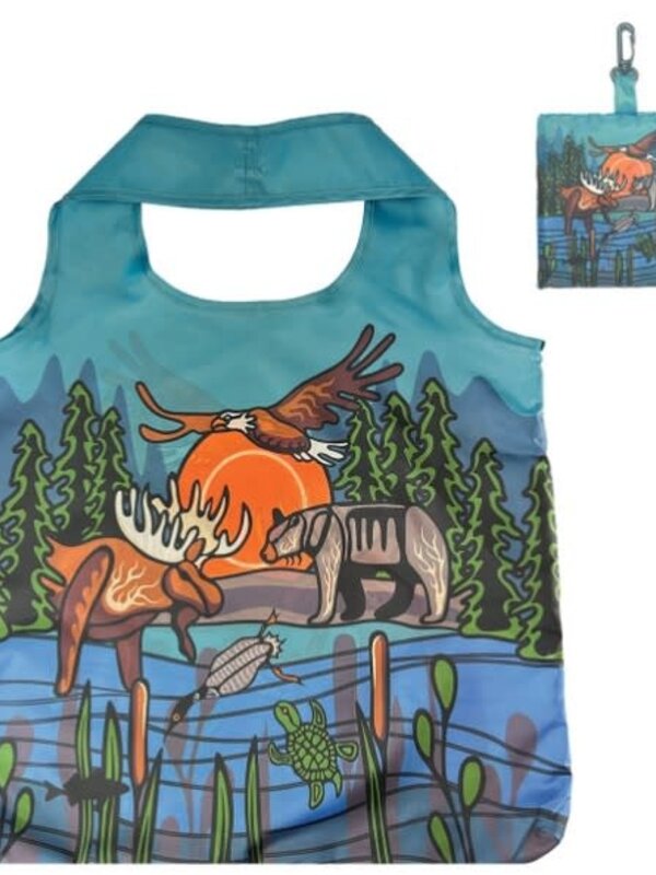 Foldable Shopping Bag - All My Relatives (Indinawemaaganidag) by Storm Angeconeb
