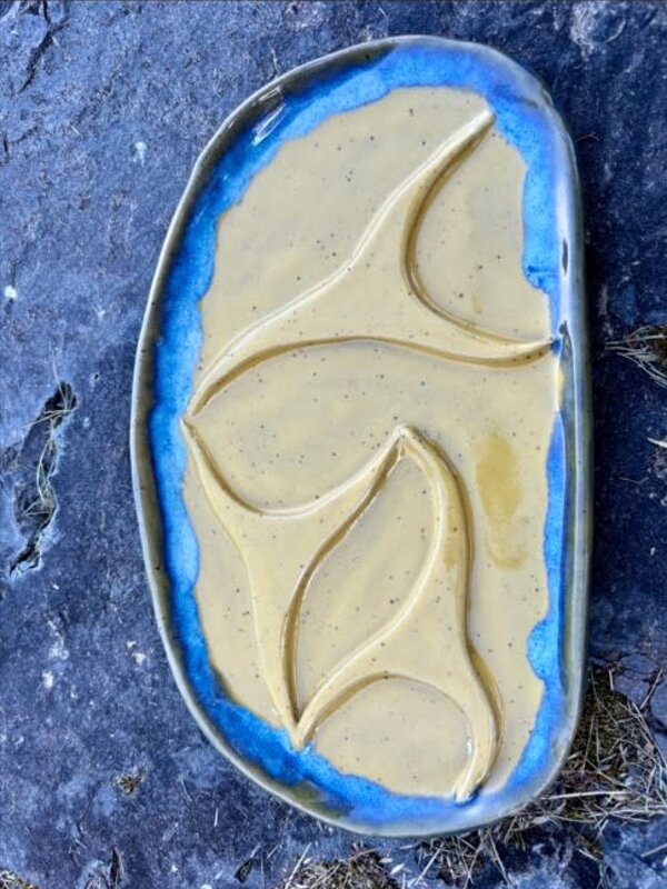 Pottery by Cynthia Robinson - Trigone beading dish two tone
