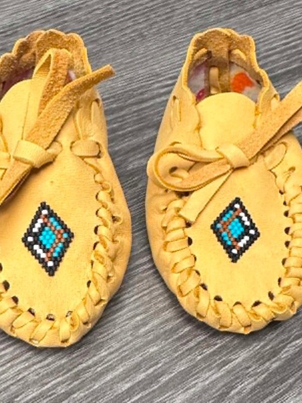 Hand Made New Baby Moccasin with Diamond-beading by Dena Leon